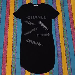 Designer Brands Spellout T Shirt Dress Gucci Chanel Fendi Prada Dior Celine